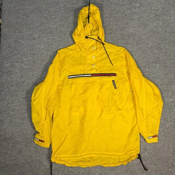 Vintage Tommy Hilfiger Yellow Anorak Windbreaker Jacket Mens Medium - Picture 2 of 6